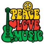 Reggae Peace Love Music Sticker