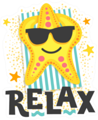 Relax. Starfish Sunbathes In Glasses On The Beach Sticker