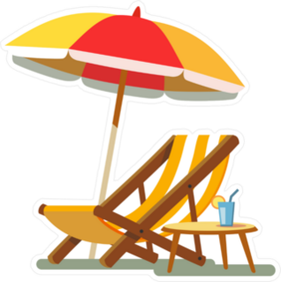 Relaxing Deck Chair On The Beach Sticker