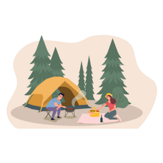 Relaxing In Nature Tent Camp Sticker