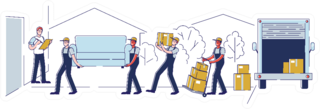Relocation, Professional Delivery Moving Company Illustration Sticker