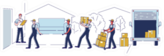 Relocation, Professional Delivery Moving Company Illustration Sticker