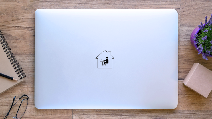 Remote Work Online Icon Sticker on a Laptop (New) example