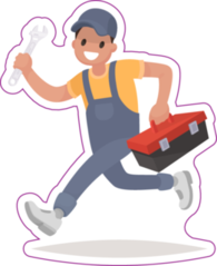 Repairman Running With Tools Sticker