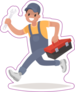 Repairman Running With Tools Sticker
