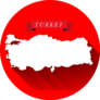 Republic Of Turkey Map In Red Sticker