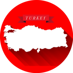 Republic Of Turkey Map In Red Sticker