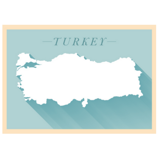Republic Of Turkey Map Light Blue Sticker