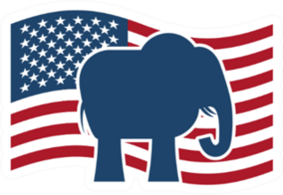 Republican Elephant And Us Flag Sticker
