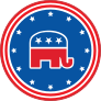 Republican Party Elephant Printed Circle Sticker
