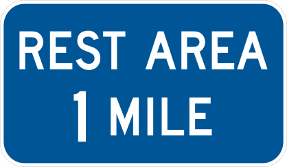Rest Area 1 Mile Sticker