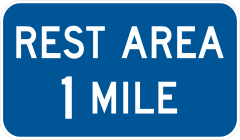 Rest Area 1 Mile Sticker