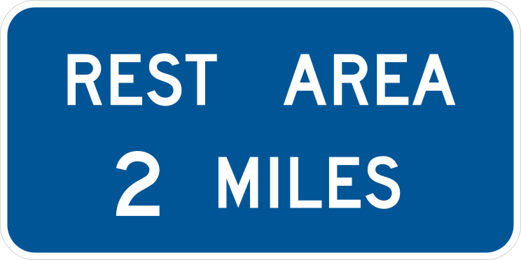 Rest Area 2 Miles Sticker