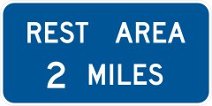 Rest Area 2 Miles Sticker