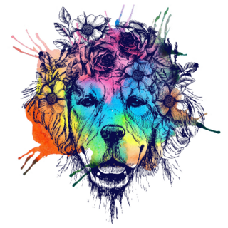 Retriever Rose Wreath Sticker