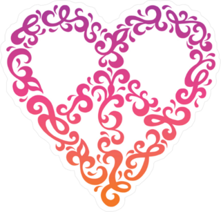 Retro 60s Heart PeaceSign Sticker