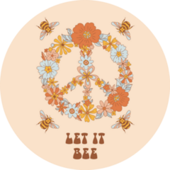 Retro 70s Let It Bee Hippie Peace Sign Sticker