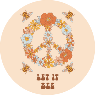 Retro 70s Let It Bee Hippie Peace Sign Sticker