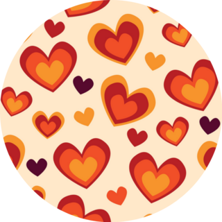 Retro 70s Love Hearts Orange Pattern Sticker