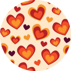 Retro 70s Love Hearts Orange Pattern Sticker