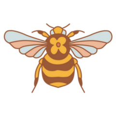 Retro 70s Summer Floral Honey Bee Sticker