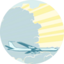 Retro Airplane Flying In The Clouds Color Sticker