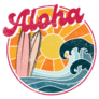Retro Aloha Slogan Hawaii Illustration Sticker