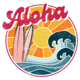 Retro Aloha Slogan Hawaii Illustration Sticker