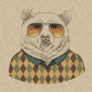 Retro Bear Portrait In Sunglasses And Pullover Sticker