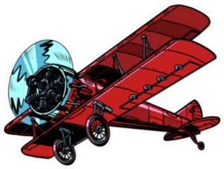 Retro Biplane Aircraft Pop Art Illustration Sticker
