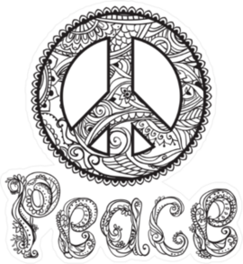 Retro Black and White Peace Sign Sticker