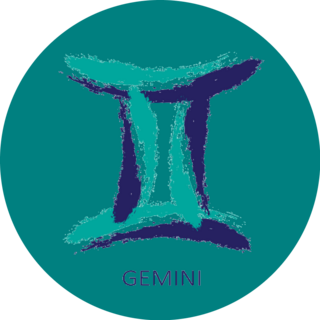 Retro Blue Gemini Symbol Sticker