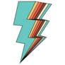 Retro Blue Lightning Bolt Sticker