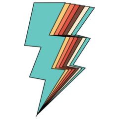 Retro Blue Lightning Bolt Sticker