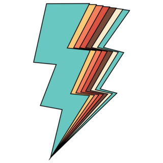 Retro Blue Lightning Bolt Sticker