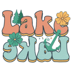 Retro Blue & Pink Lake Lettering Sticker Sticker