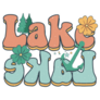Retro Blue & Pink Lake Lettering Sticker Sticker