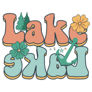 Retro Blue & Pink Lake Lettering Sticker Sticker