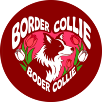 Retro Border Collie Heart Sticker