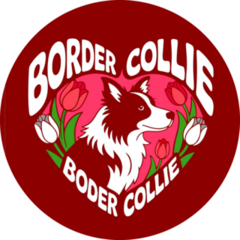 Retro Border Collie Heart Sticker
