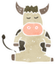 Retro Cartoon Cow Sitting Sticker