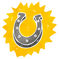 Retro Cartoon Lucky Horseshoe Sticker