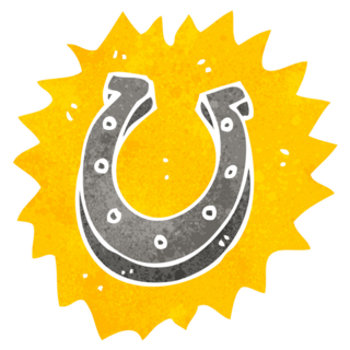 Retro Cartoon Lucky Horseshoe Sticker