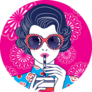 Retro Chinese Woman With Drink Colorful Sticker