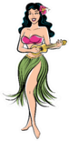 Retro Comic Style Artwork Of Tropical Hula Girl Sticker
