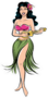 Retro Comic Style Artwork Of Tropical Hula Girl Sticker