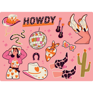 Retro Cowboy Stickers Sheet