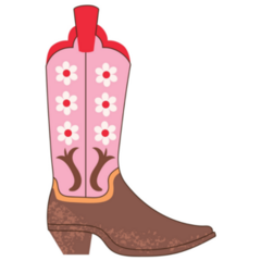 Retro Cowgirl Boots With Ornament Sticker