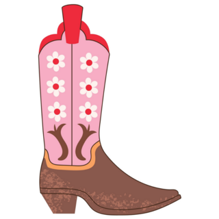 Retro Cowgirl Boots With Ornament Sticker