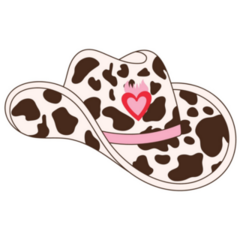 Retro Cowgirl Hat With Cow Print Sticker
